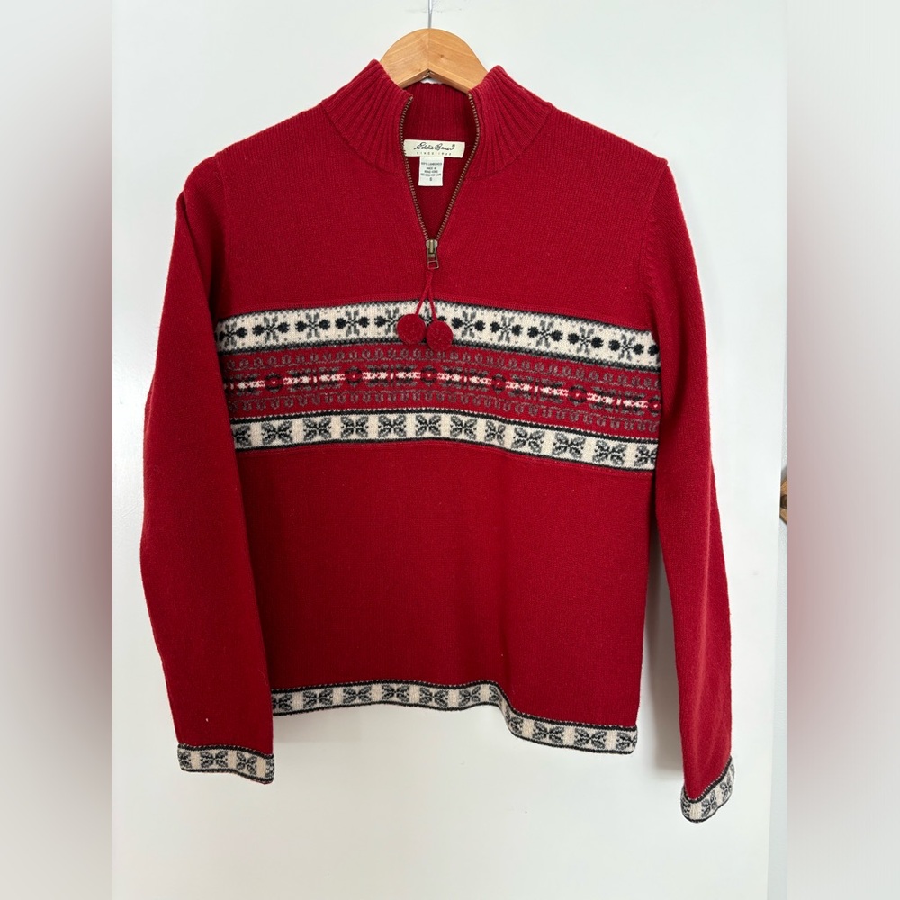 Eddie Bauer- 100% Lambswool Quarter zip